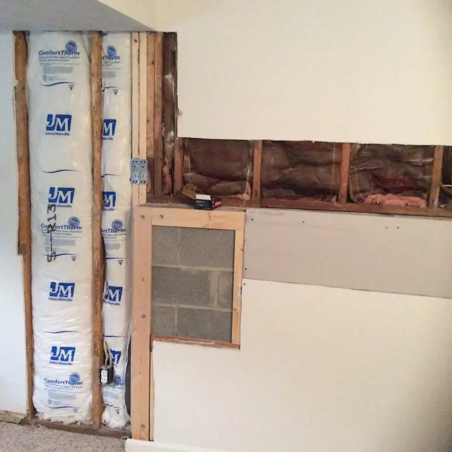 Wall insulation replacement during Basement Flood Cleanup in Cold Spring